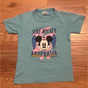 Vintage 80’s Surf Mickey In Australia The Walt Disney Company Kids Shirt Sz 7
